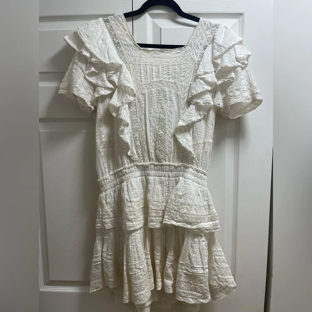 Love shack fancy Stella Mini Dress in vintage white, size L - Picture 2 of 5
